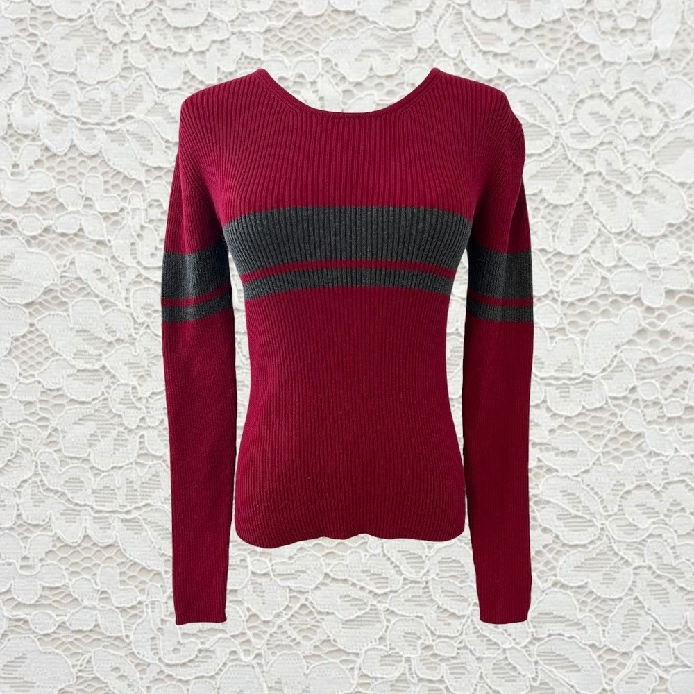 vintage 90s gap red and grey striped rachel green‎ long sleeve sweater
